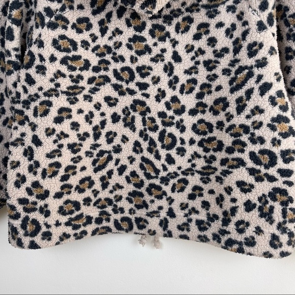 American Eagle Outfitters Animal Print Leopard Sherpa Fleece Hoodie Sweatshirt - Picture 8 of 10